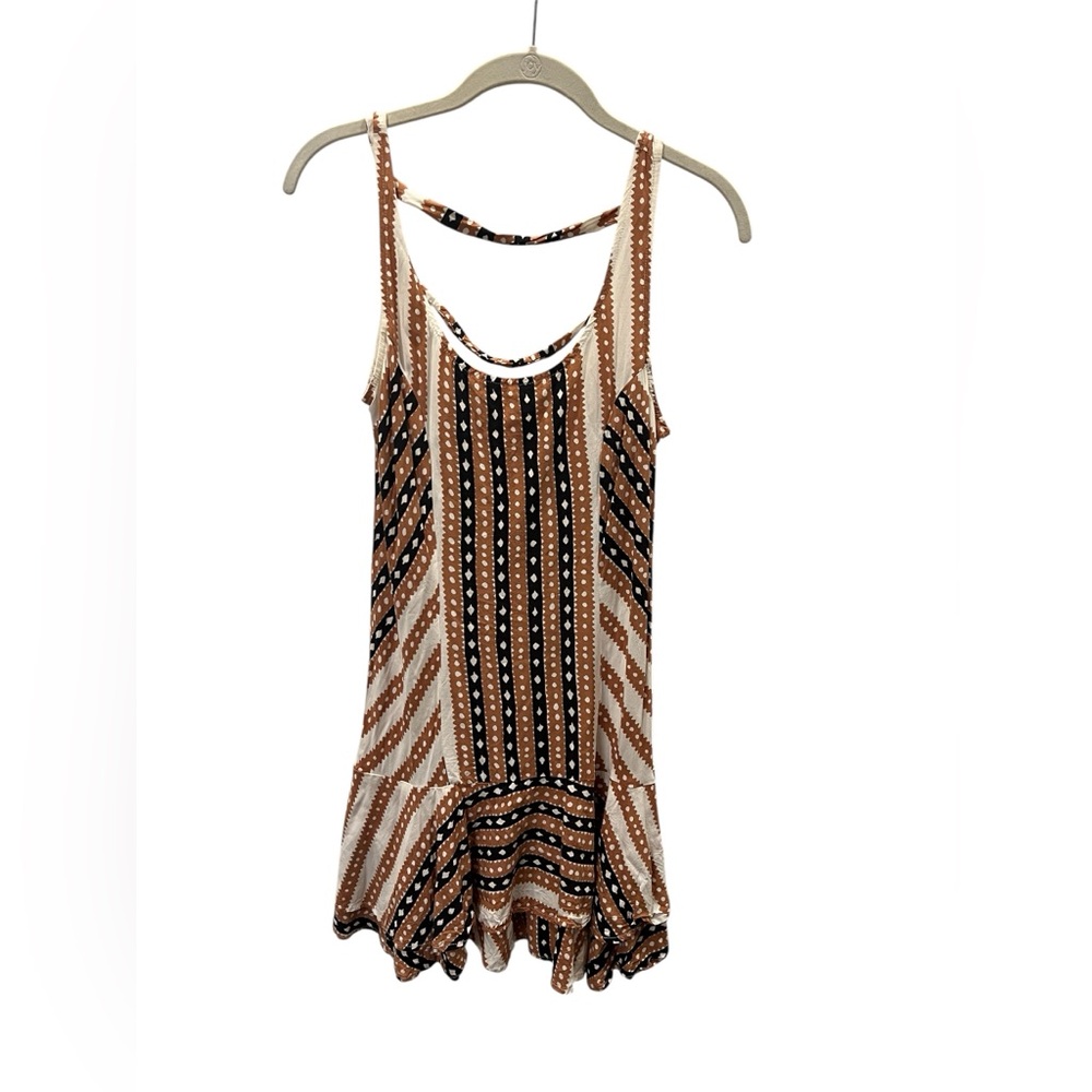 Free People Lightweight Brown cream and black tank dress size M